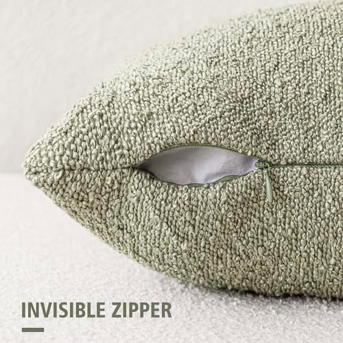 Foindtower Decorative Textured Boucle Throw Pillow Covers 24x24 Dusty Green - Image 2