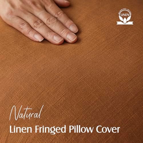 Foindtower Decorative Linen Fringe Throw Pillow Covers 20×20 Inch - Image 2