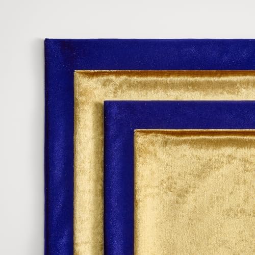 GIGIZAZA Pack of 4 Decorative Velvet Pillow Covers 18x18 Blue Gold - Image 4