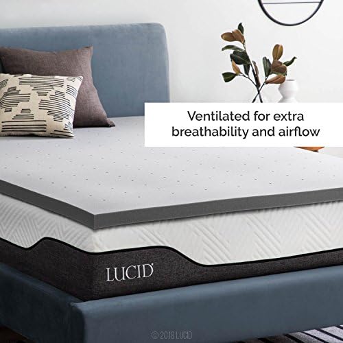 Lucid 2 Inch Bamboo Charcoal Infused Memory Foam Mattress Topper - Image 2
