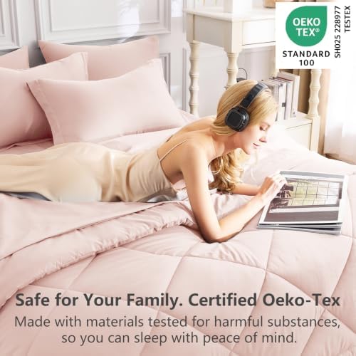 CozyLux Twin XL Comforter Set 68"x88" Blush Pink - Image 3