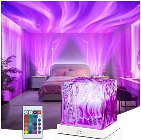 HUMIIEYE Northern Lights Projector, 1800mAh Battery Operated Aurora Night Light Cube, 16 Color, Remote Mood Lighting Galaxy Projector, Trendy Cute Stuff for Kids Teen Girls Gifts Bedroom Room Decor by HUMIIEYE