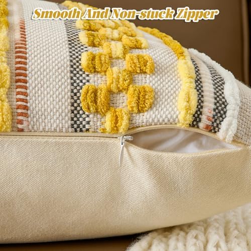 AmHoo Set of 2 Chenille Striped Textured Boho Throw Pillow Covers Aesthetic - Image 3