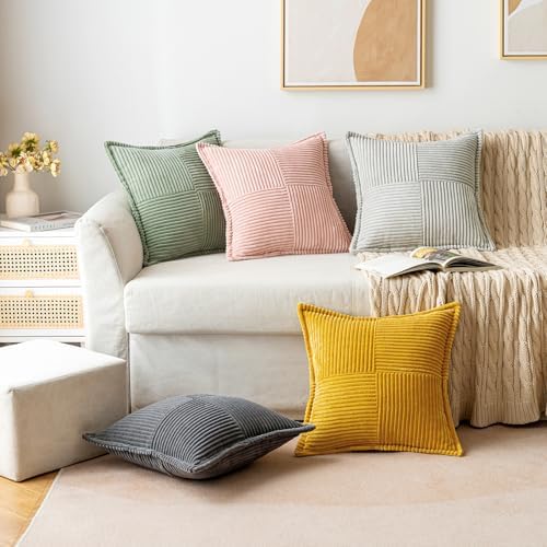 MIULEE Decorative Euro Sham Throw Pillow Covers 24x24 Light Olive Green - Image 3