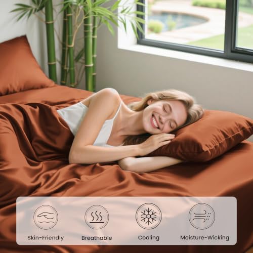 Love's cabin 4 Piece Queen Sheet Set, 100% Rayon Derived from Bamboo, Cooling & - Image 5