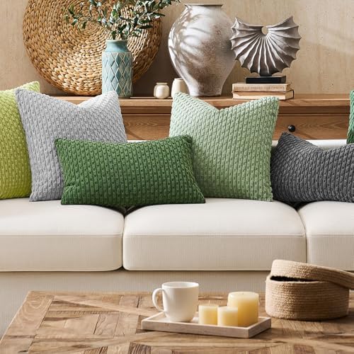 Kevin Textile Soft Corduroy 16"x26" Lumbar Pillow Cover 1 Pack, Sage Green - Image 7
