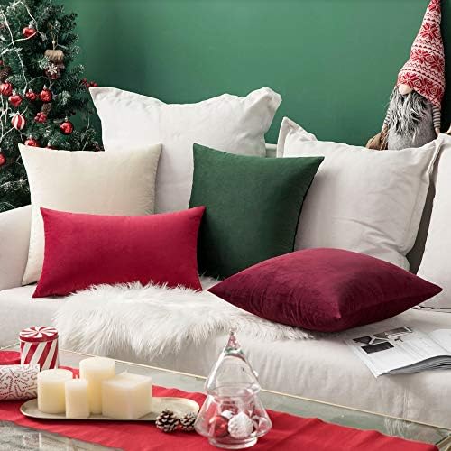 MIULEE 12x20 Inch Lumbar Velvet Throw Pillow Cover Set of 1 Red - Image 4
