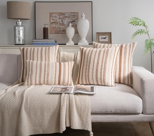 Cethom Brown Boho Lumbar Pillow Covers 14x36 Long, Stripe Textured Decorative - Image 7