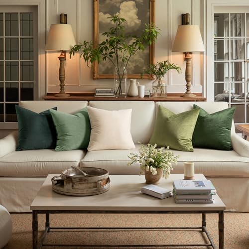 MIULEE 24x24 Inch Pack of 2 Euro Velvet Throw Pillow Covers Sage Green - Image 3