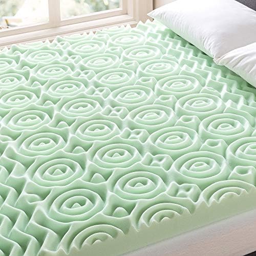 Mellow 4 Inch 5-Zone Memory Foam Mattress Topper, Calming Green Tea Infusion - Image 4