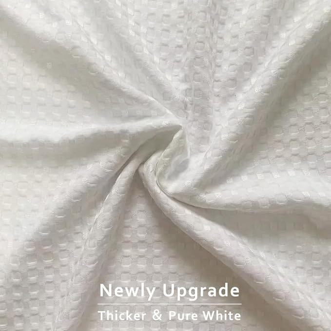 MIYE Pleated Waffle Weave Bed Skirt, Tailored Dust Ruffle 16 Inch Drop Easy Fit, Machine Washable, No Split Corners (White, King - 16" Drop)
