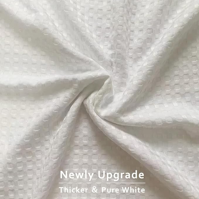 MIYE Pleated Waffle Weave Bed Skirt, Tailored Dust Ruffle 12 Inch Drop Easy Fit, Machine Washable, No Split Corners (White, King - 12" Drop)