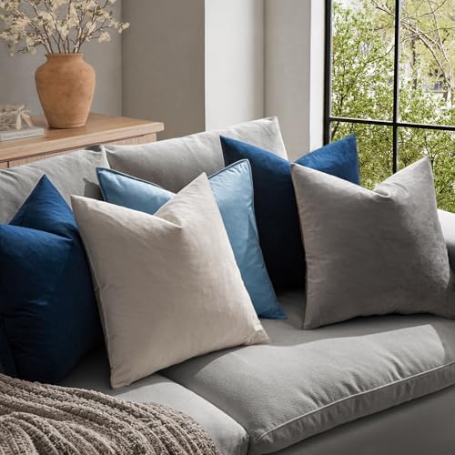 MIULEE Velvet Throw Pillow Covers 20x20 Inch Pack of 2 Dark Blue - Image 2