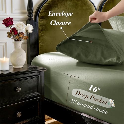 SONORO KATE 100% French Linen King Size Sheets Set, Natural Flax Bedding - Image 6