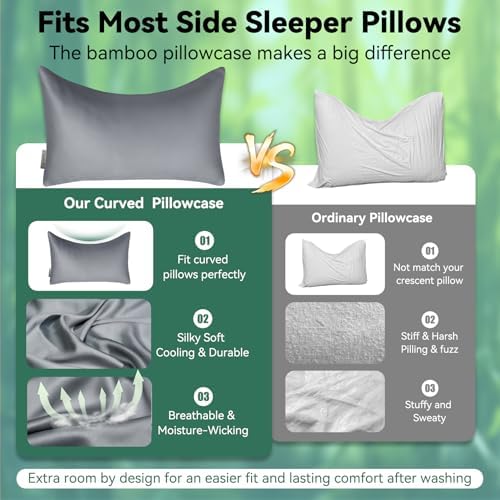 Cooling Curved Pillowcase for Side Sleeper Pillow - Image 2