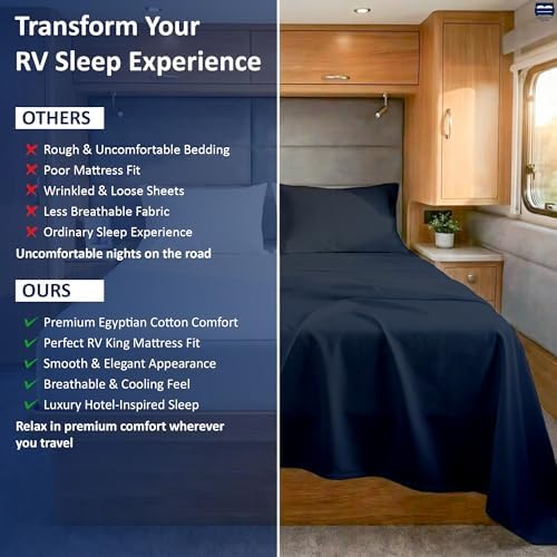 Cottingon 4 Piece RV King Sheets Fits 15" Deep, Egyptian Cotton - Image 5