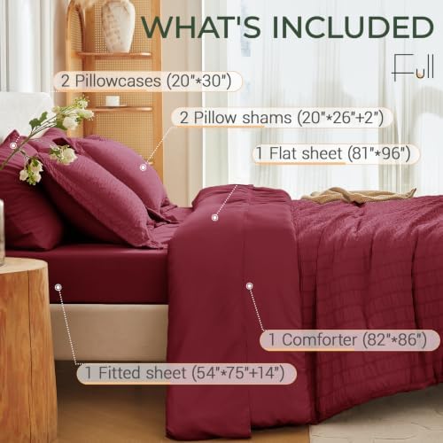 MUXHOMO 7 Pieces Full Comforter Set, Seersucker Bed in a Bag Full Size - Image 4