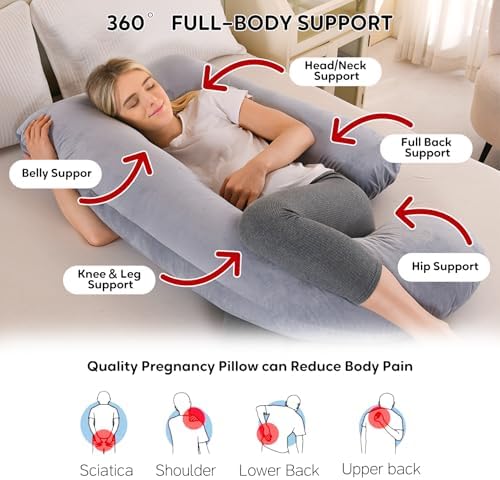 U Shaped Pregnancy Pillow for Sleeping, Maternity Body Pillow for Women - Image 4