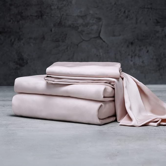 LUXOME Luxury Sheet Set | 100% Rayon (Viscose) from Bamboo | California King - Blush | Deep Pockets | 4-Piece Set (Fitted, Flat, 2 Pillowcases)