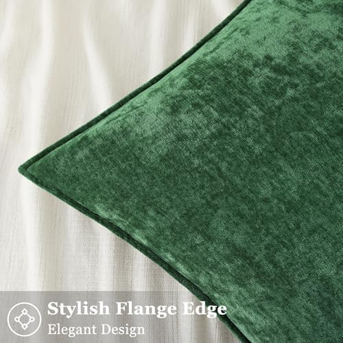decorUhome Chenille Green Velvet Throw Pillow Covers 18x18 Set of 2 - Image 3