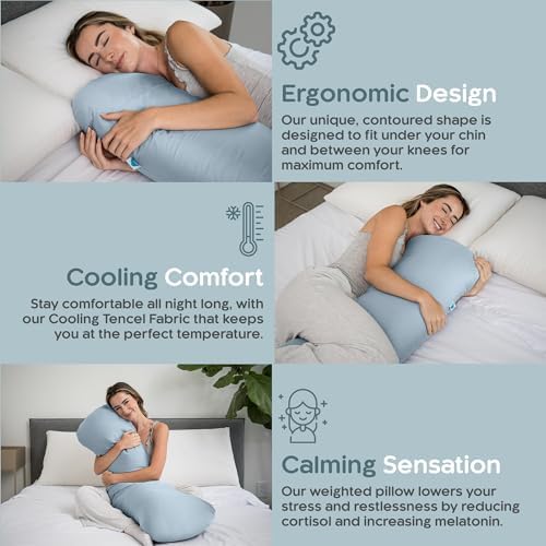 SleepCloud Weighted Body Pillow 8lbs, Cooling Tencel Cover, 48” x 14” XL - Image 4
