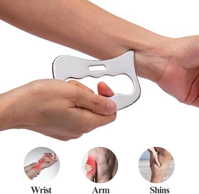 Stainless Steel Gua Sha Scraping Massage Tool-Muscle Scraper - Soft Tissue Mobilization,Physical Therapy for Back, Legs, Arms (2 PCS)