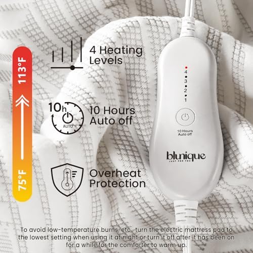 Electric Heated Mattress Pad Twin Size Single Control Bed Warmer, Deep Pocket - Image 4