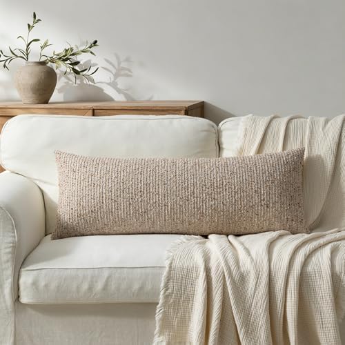 14x36 Beige Decorative Body Pillow Cover - Image 4