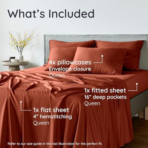 Bambaw 100% Viscose Derived from Bamboo Sheets Queen Size – 6pcs Queen Sheet - Image 2