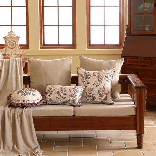ISAENNE Designer Vintage Linen Throw Pillow Cover - Image 3