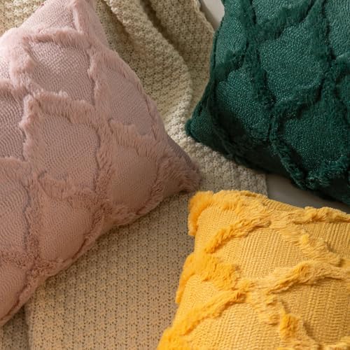 Set of 2 Soft Moroccan Throw Pillow Covers 22x22 Inch Plush Boho Decorative - Image 6