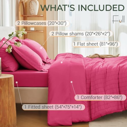 MUXHOMO 7 Pieces Full Comforter Set, Seersucker Bed in a Bag Full Size - Image 4