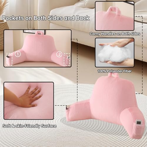 Large Plush Backrest Pillow for Sitting in Bed, Faux Fur - Image 5