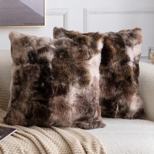 MADIZZ Pack of 2 Thick Plush Faux Wool Throw Pillow Covers Soft Throw Pillows by Madizz