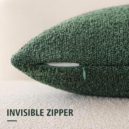 Foindtower Decorative Textured Boucle Throw Pillow Covers 24x24 Pine Green - Image 2