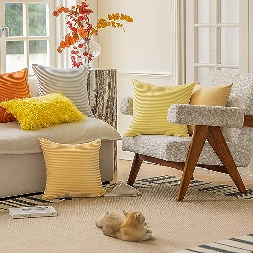Home Brilliant Super Soft Corduroy Decorative Summer Pillow Covers 20x20 Throw - Image 5