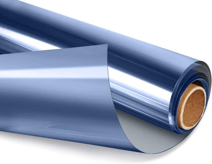 HIDBEA One Way Mirror Window Privacy Film Daytime, Heat Control Sun Blocking, Reflective Window Tint for Home Non-Adhesive Self Static Cling Window Sticker (Blue-Silver, 35.4 Inch x 16.4 Feet)