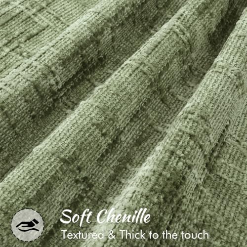 decorUhome Chenille Throw Pillow Covers 22x22 Set of 2, Sage Green - Image 2