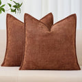 Allorry Throw Pillow Covers 24x24 Rust Chenille Solid Home DecorSY014E24 by Allorry