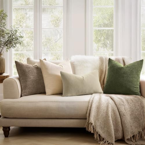 MIULEE Light Taupe Chenille Couch Lumbar Throw Pillow Covers - Image 2