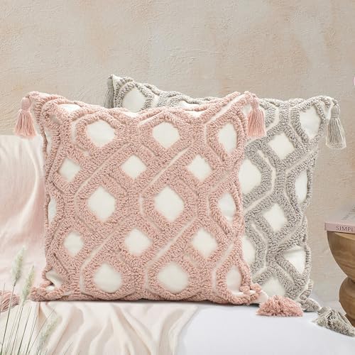 Boho Throw Pillow Covers 18x18 Tufted - Image 6