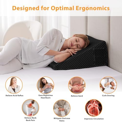 Ruqmuis Wedge Pillow for Acid Reflux, Bed Wedge Pillow for Headboard 10" - Image 5