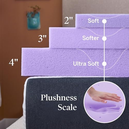 Lucid® 3" Lavender Memory Foam Mattress Topper – CertiPUR-US® - Image 3