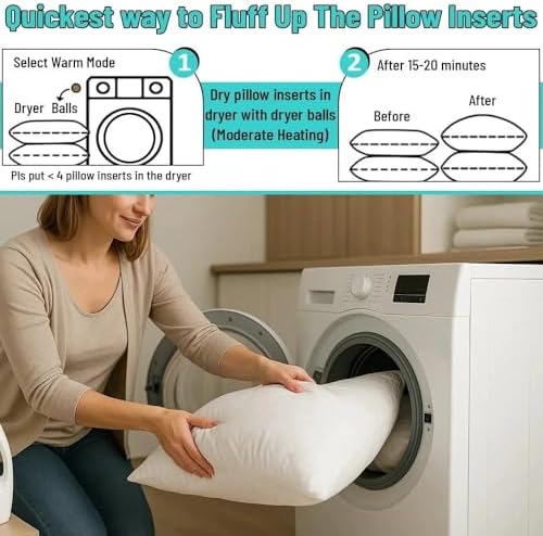 QUBA LINEN Throw Pillow Inserts, 22x22 Inches - Image 5