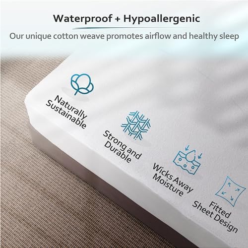 PlushDeluxe Waterproof King Mattress Protector, Terry Cotton - Image 2