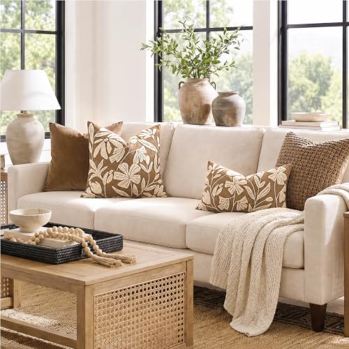 BlissBlush 20x20 Throw Pillow Cover, Square Brown Decorative Cushion Cover - Image 3