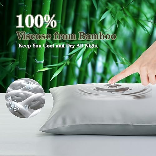 Bamboo Viscose Zipper Pillow Cases Queen Size Set of 2 - Image 3