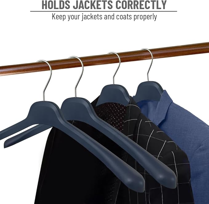 All Hung Up Hangers Plastic Coat Hangers, Clothes Hangers (Navy Blue, 12pk)