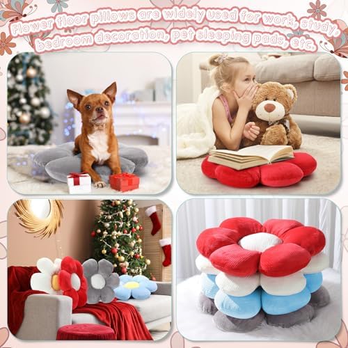 Reginary 4 Pcs Flower Floor Pillow Cushion Kids - Image 6