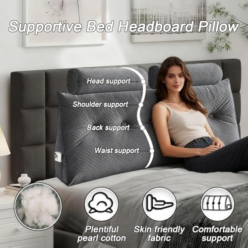Velvet Triangular Headboard Wedge Pillow - Image 3